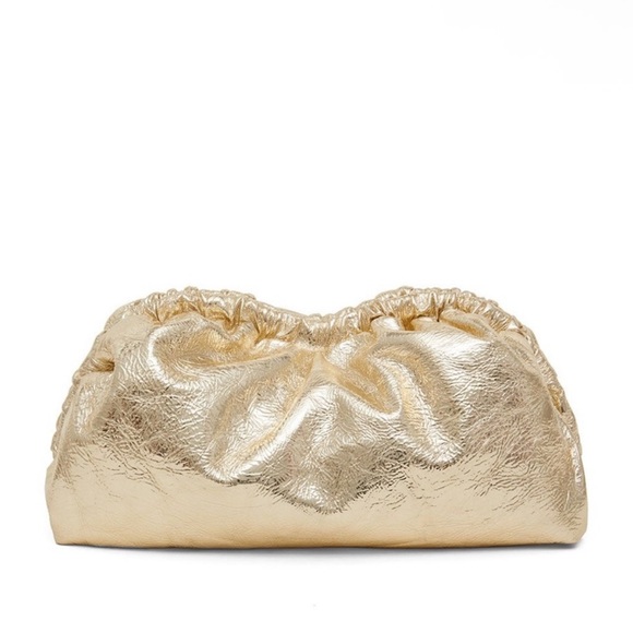 Mansur Gavriel Cloud Clutch Bag Magnetic Close Slouchy Purse Metallic Gold